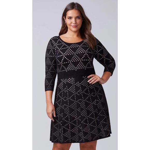 Lane Bryant Black Dot Triangle Pattern Sweater Dress - Size 26/28*** - Picture 1 of 7